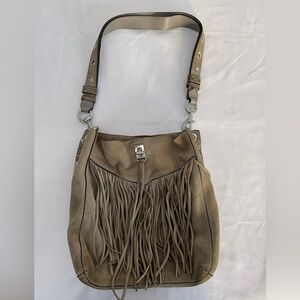 Rebecca Minkoff Tan Fringe Shoulder Bag with Adjustable Strap